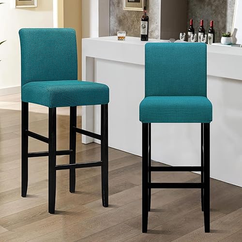Miniatura 2 de Lellen Juego de 2 fundas para taburetes de bar, fundas elásticas y lavables para asientos de taburetes de bar, fundas extraíbles para sillas de bar