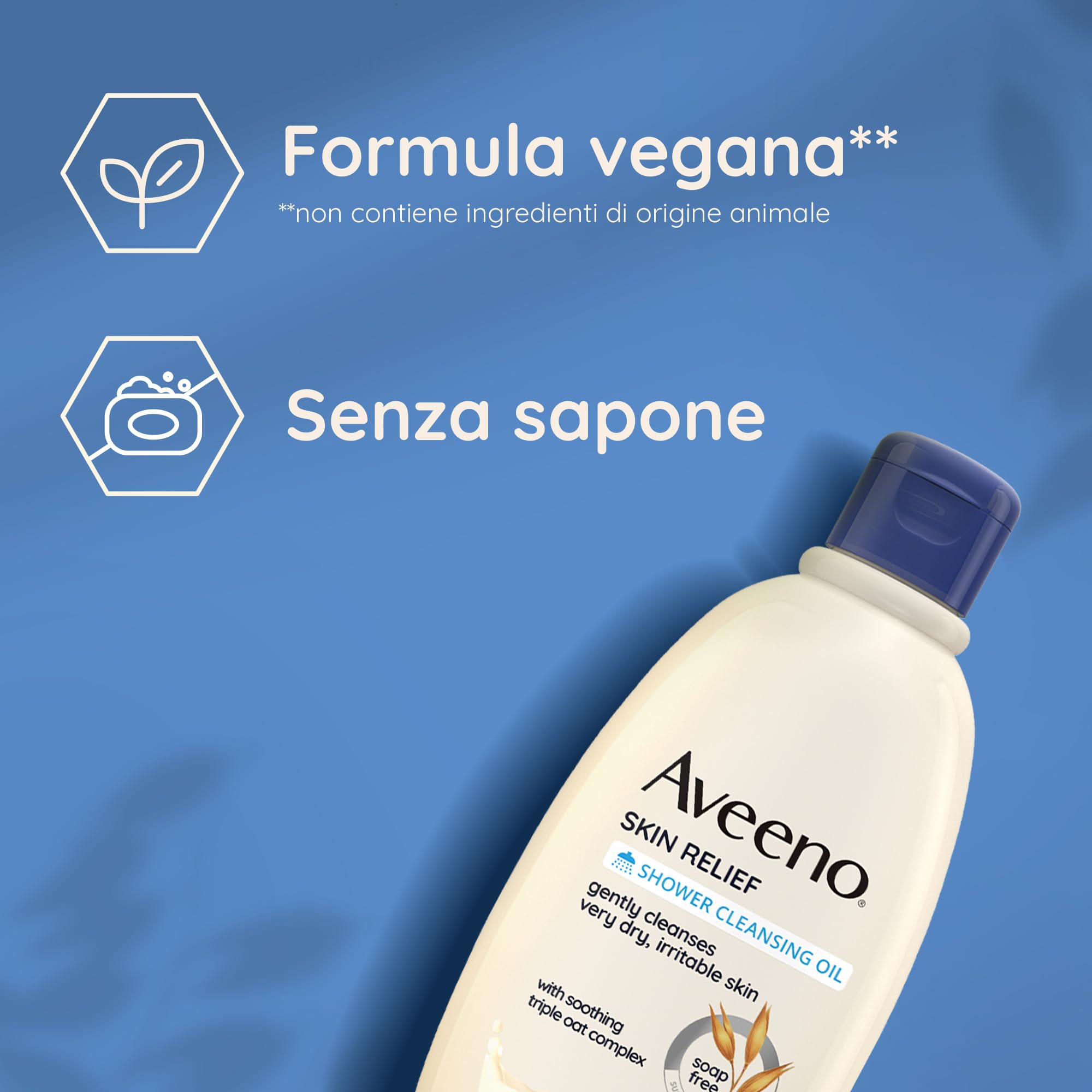 Aveeno Skin Relief Detergente Olio Bagno E Doccia, Olio doccia per pelle secca e pruriginosa, Olio detergente corpo con complesso di Avena Prebiotica, Bagnodoccia ad alta tollerabilità, 300 ml