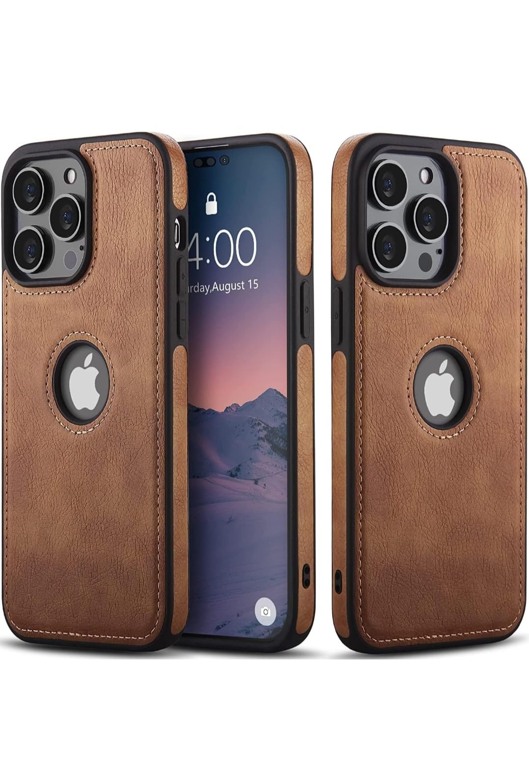 iPhone 16 Pro Max Leather Case, Brown, Compatible with iPhone 16 Pro Max, Wireless Charging, Luxury PU Leather, Durable Anti-Scratch, Full Phone Cases