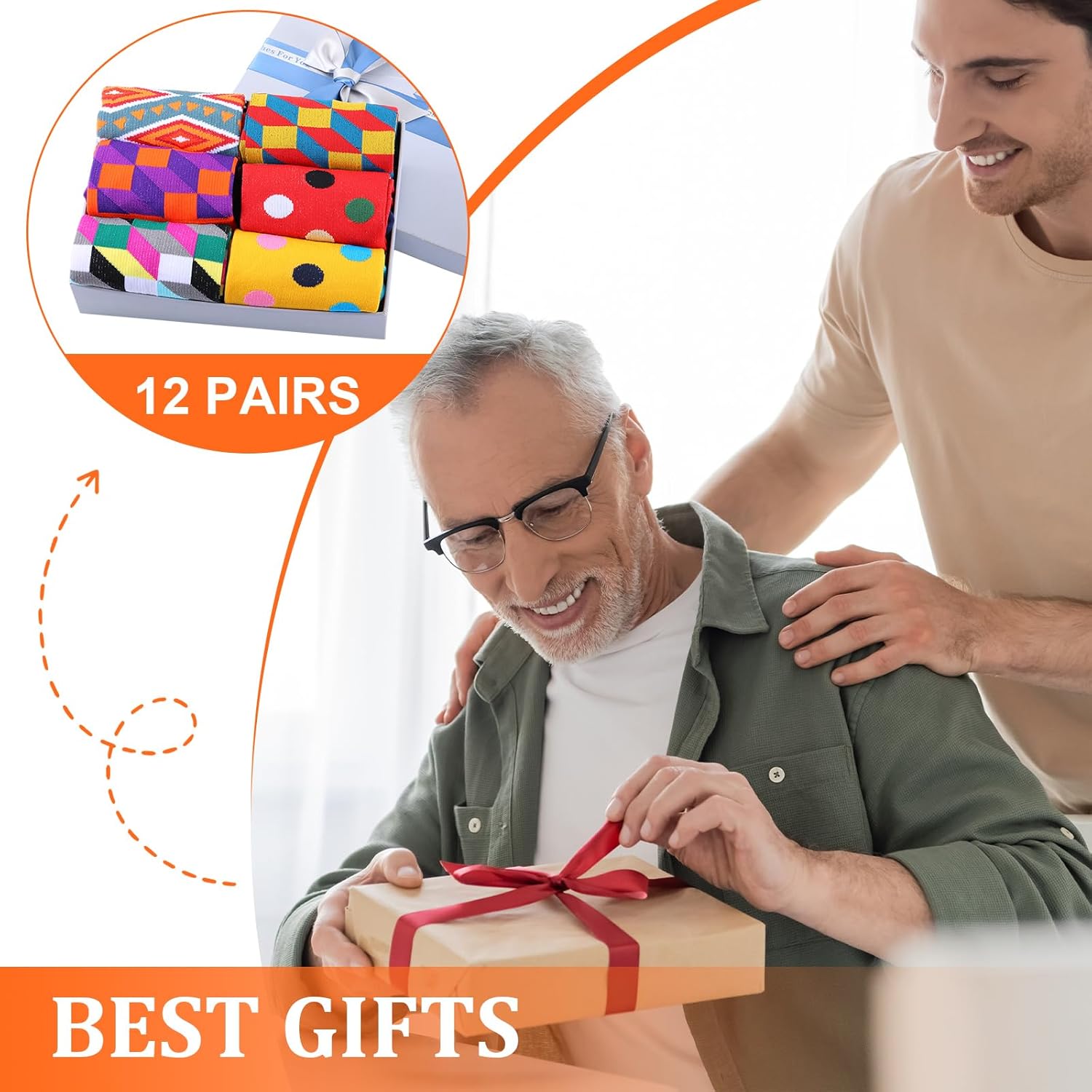 12 Pairs Men Dress Compression Socks Men's Knee Long Light Socks 8-15 mmHg Graduated Support Father's Day Gift - Image 6