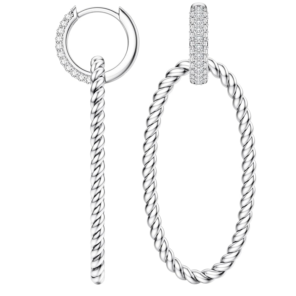 Borchie Argento Placcato Orecchini Pendenti A Cerchio In Argento Sterling 925 - Placcati Argento, Design Moda, Borchie EHL12 Gioielli Argento Placcato - Foto 5