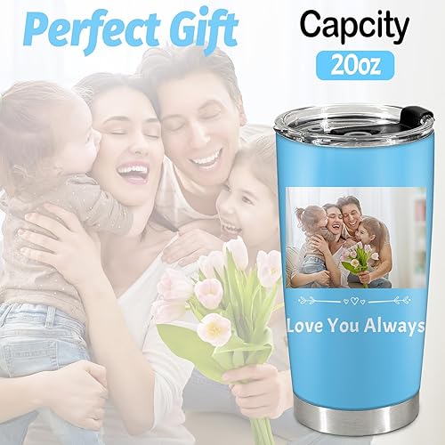 Miniatura 2 de Vaso con imagen personalizado para hombres y mujeres, taza de viaje aislada de acero inoxidable, imagen fotográfica personalizada y texto en taza de