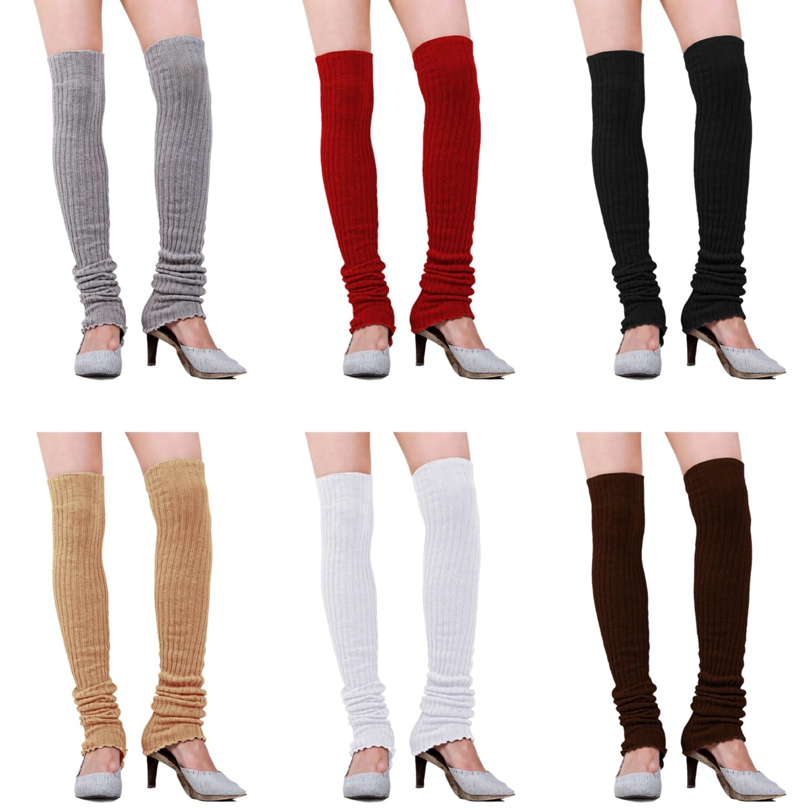 6 paia di scaldamuscoli da donna, elasticizzati, senza piedi, 6 colori per moda e calore, stile ispirato alla danza