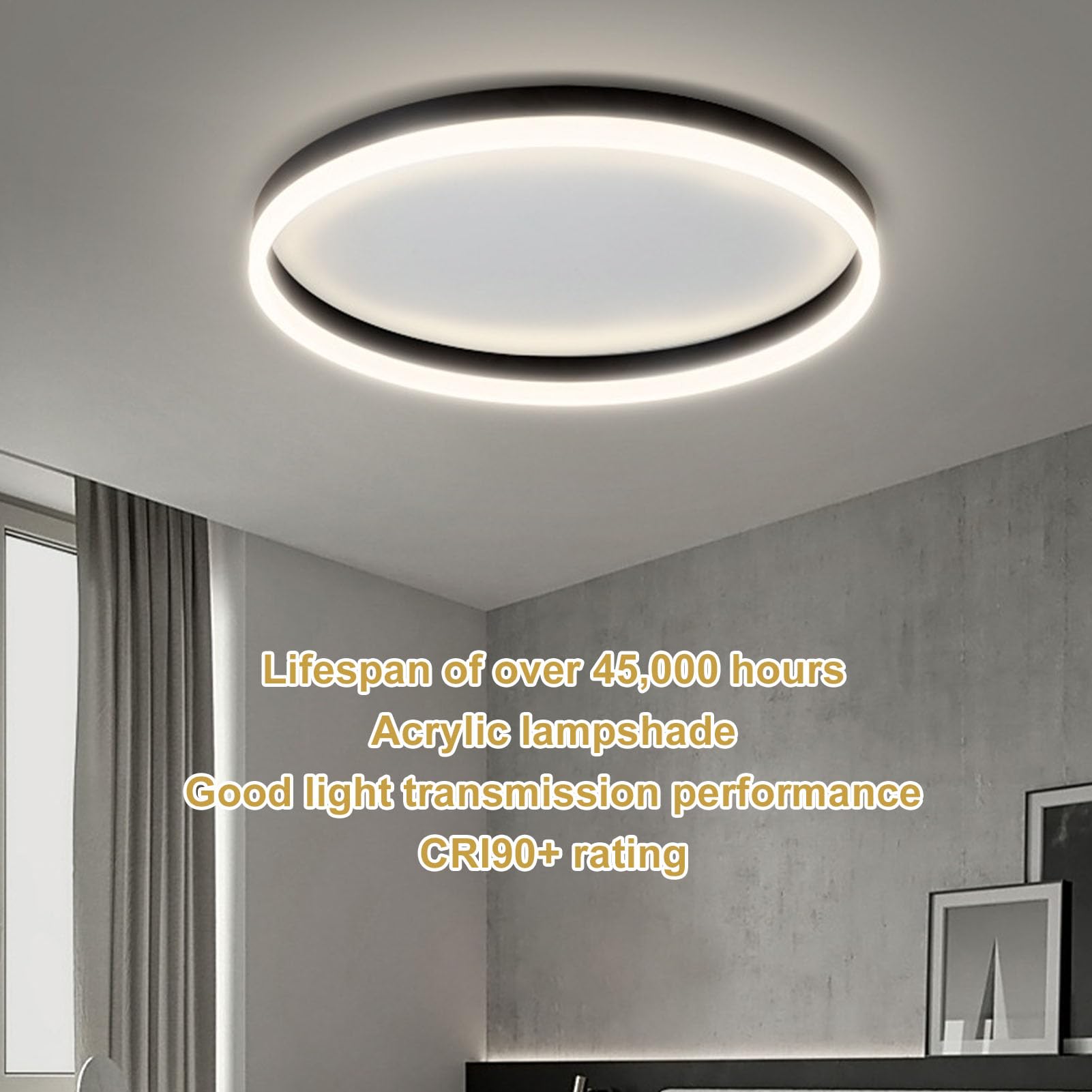 TOPINCN Nowoczesna Sufitowa LED, ściemniana Sufitowa LED do Montażu Podtynkowego 45 000 Godzin CRI90+ z Pilotem i aplikacją do Salonu Sypialnia Kuchnia Biuro