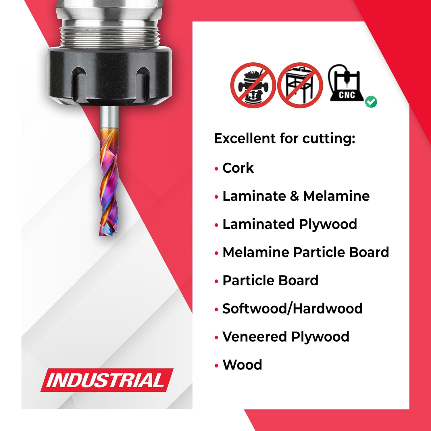 Amana Tool 46016-K CNC SC Spektra Extreme Tool Life Coated Mortise Compression Spiral 1/4 D x 1 CH 1/4 SHK 3 Inch Long 3 Flute Router Bit