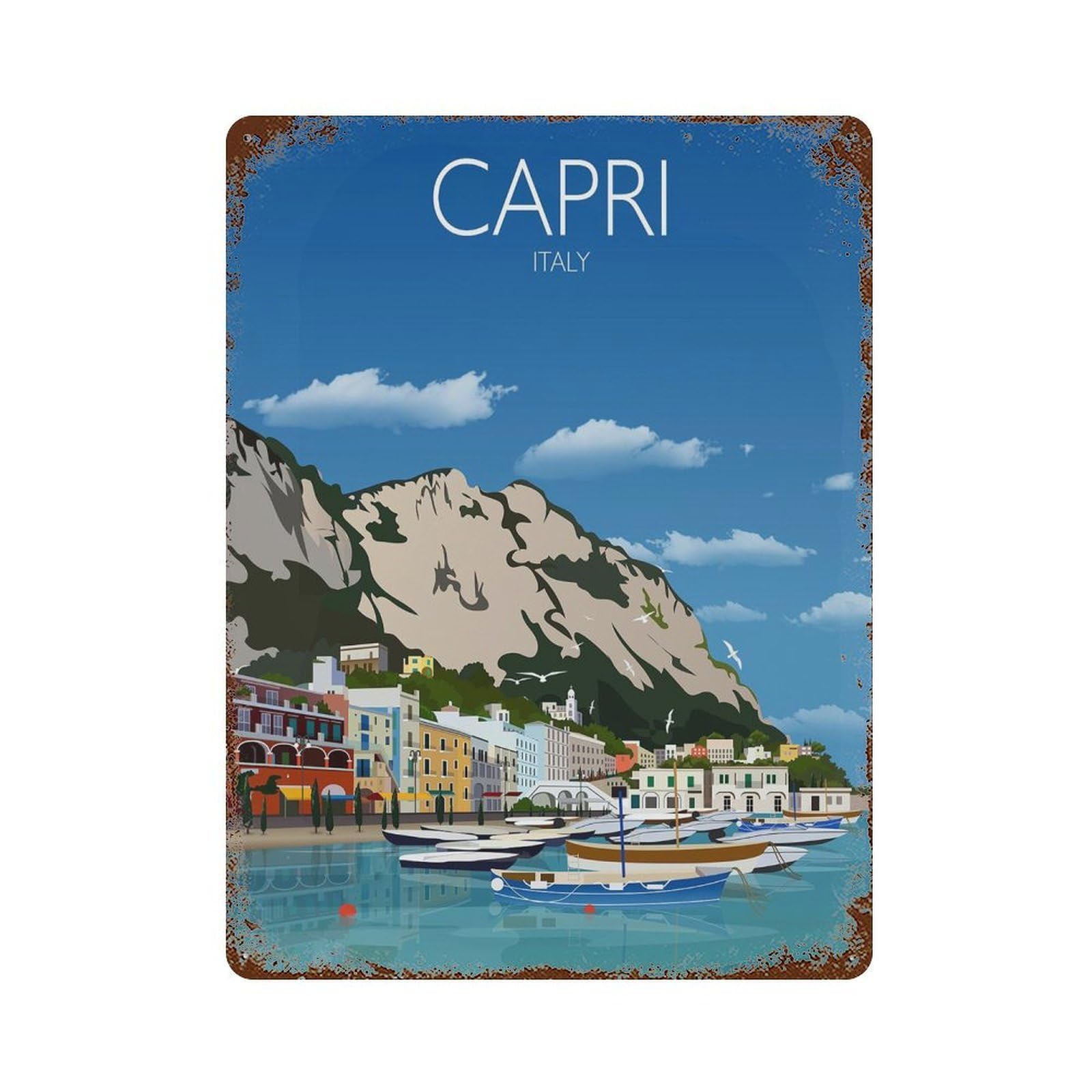 xiaoxiaoshen Travel of Capri Italy Wall Decor Art Metal Tin Poster Modern Home Decor Art Home Bar Shop Decorations Vintage Sign 40x30cm
