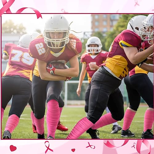 Miniatura 4 de 4 pares de mangas de compresión elásticas para piernas para concienciación del cáncer de mama, manga de compresión para piernas de pantorrilla,