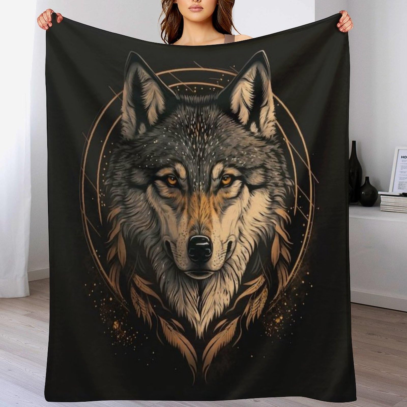Plaid loup en couverture polaire pour vos soirées cocooning et moments de détente au salon