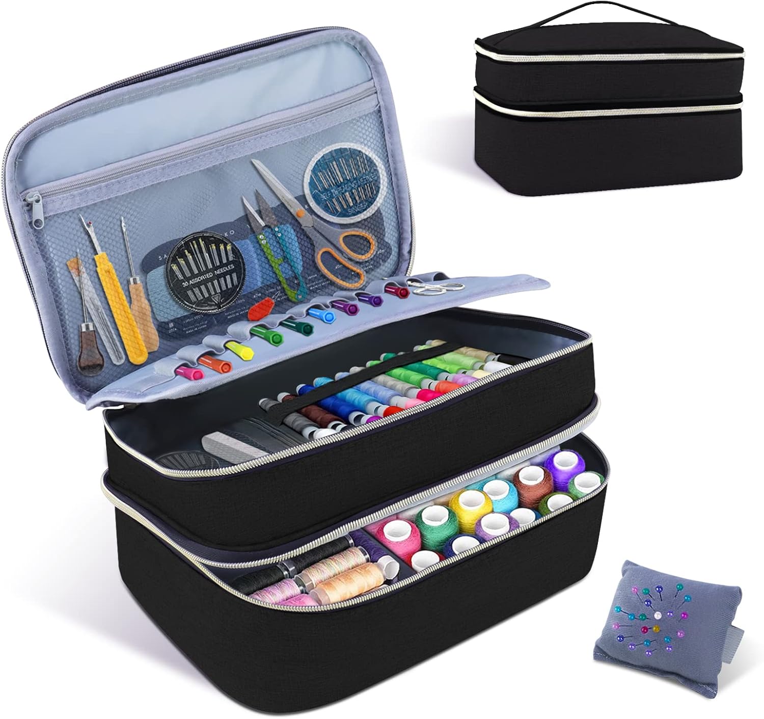 Sewing Supplies Organizer Bag, DoubleLayer Sewing Box Organizer