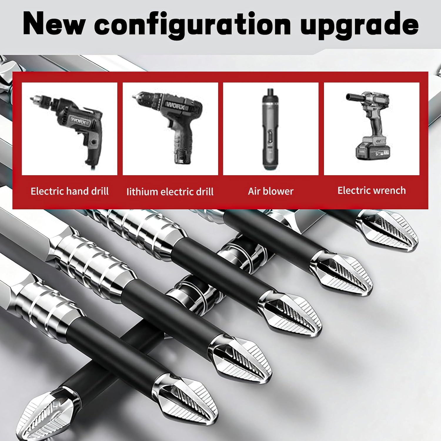 High Magnetic Screwdriver Drill Bit Set, Anti-Slip Magnetic Electric Screwdriver Set, Impact Resistant Non Slip Bit, 25 50 65 70 75 90 100 120 150mm (9Pcs)