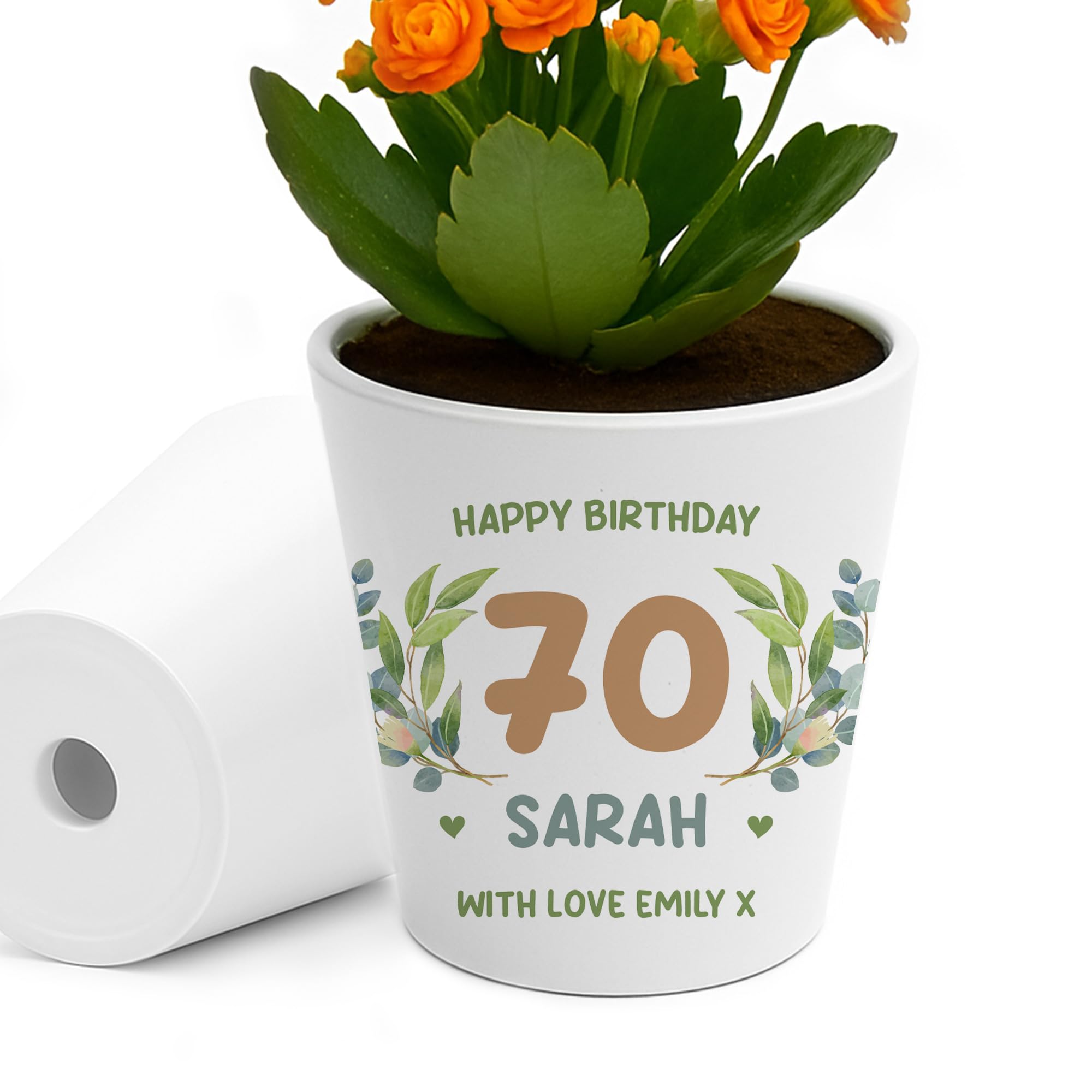 RED OCEAN Personalised Happy 70th Birthday Gift For Mum Nan Nanny Grandma Best Friend Plant Pot Floral 70th Birthday Gift For Her Gifts Women Keepsake