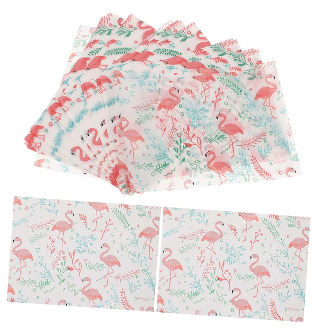 Mikinona200sheets Flamingo Pattern Nougat Candy Wrappers Food Grade Paper for Wrapping Chocolates Sweets Cookies and DIY Crafts Greaseproof Candy Packaging for Homemade Treats