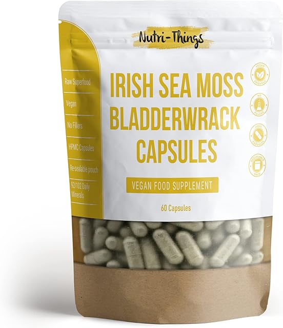 Sea Moss Capsules | Vegan Superfood | Metabolism and Energy Boost | Great Alternative to Gel, Gummies & Raw Irish SeaMoss | High Strength 60 Capsules