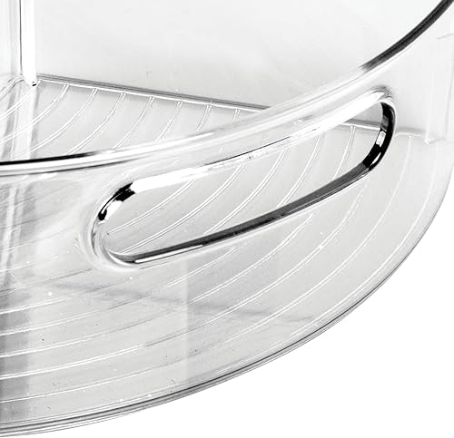 Miniatura 4 de mDesign Lazy Susan - Contenedor de almacenamiento de plástico con mango frontal para encimera de cocina, despensa, estante, organización de