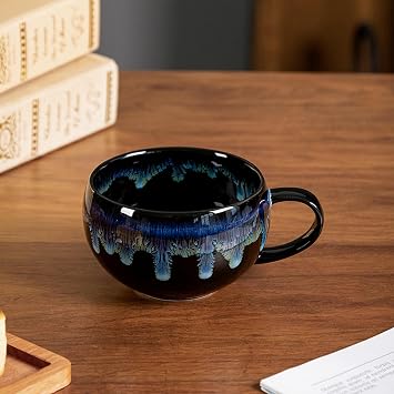 Ceramic Mug Pinchable Mug, Creative And Personalized Office Milk Breakfast Coffee Mug-blue-300ml