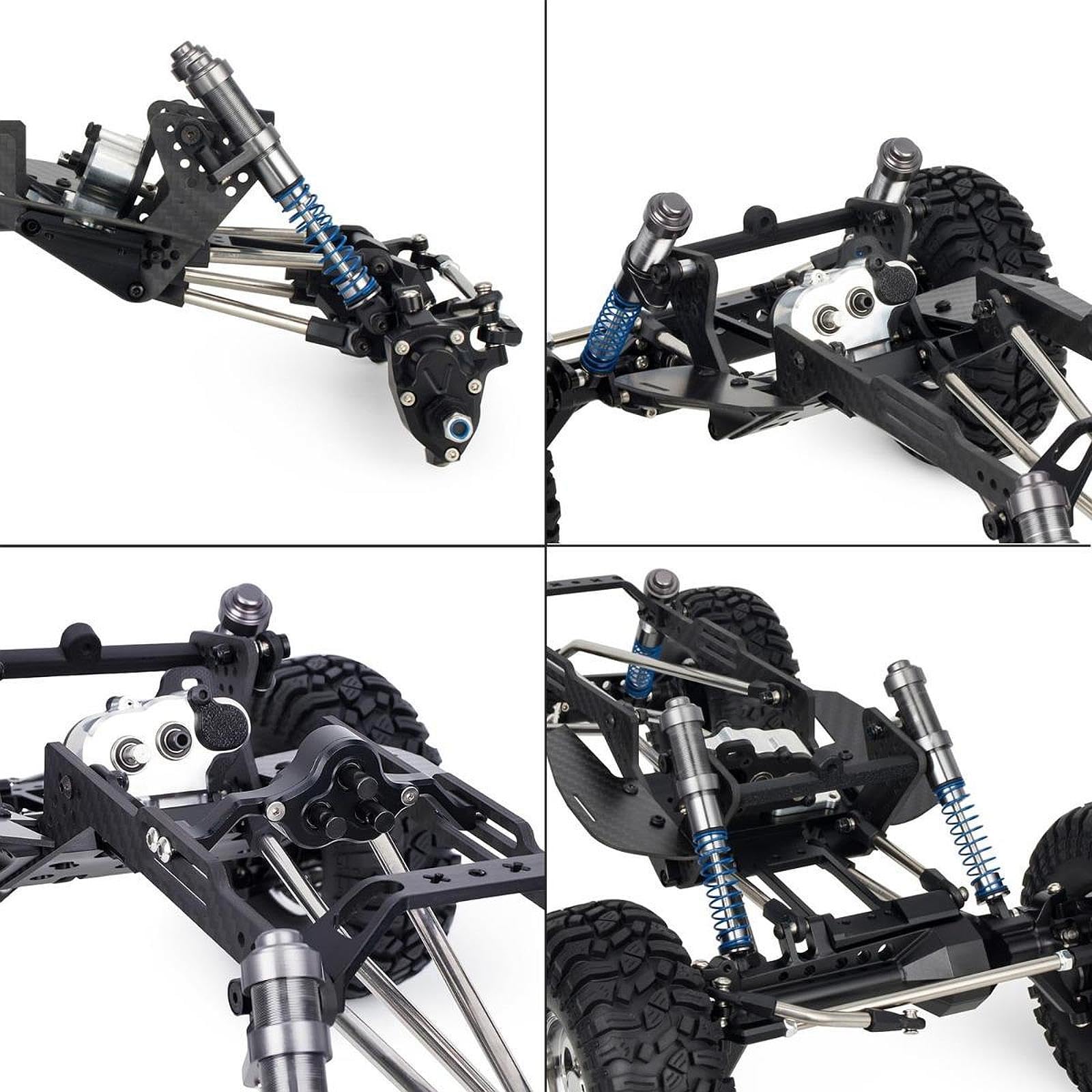 Kit de Chasis de Fibra de Carbono para Coche RC Crawler 1/10. Reemplaza Directamente Los Accesorios.