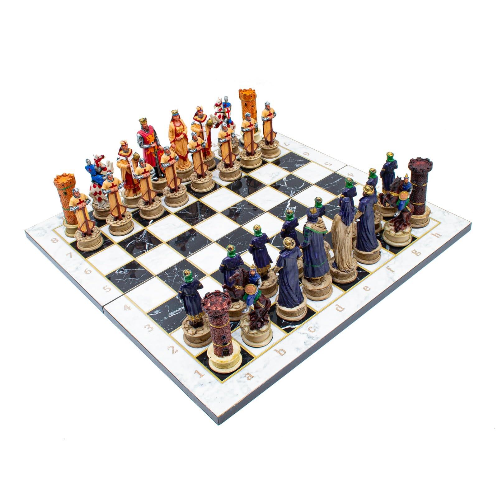 Ensemble d'échecs personnalisé en bois fait à la main, ensemble d'échecs sur le thème de l'Empire romain et ottoman, échiquier en noyer fait à la main, pièces d'échecs peintes à la main.