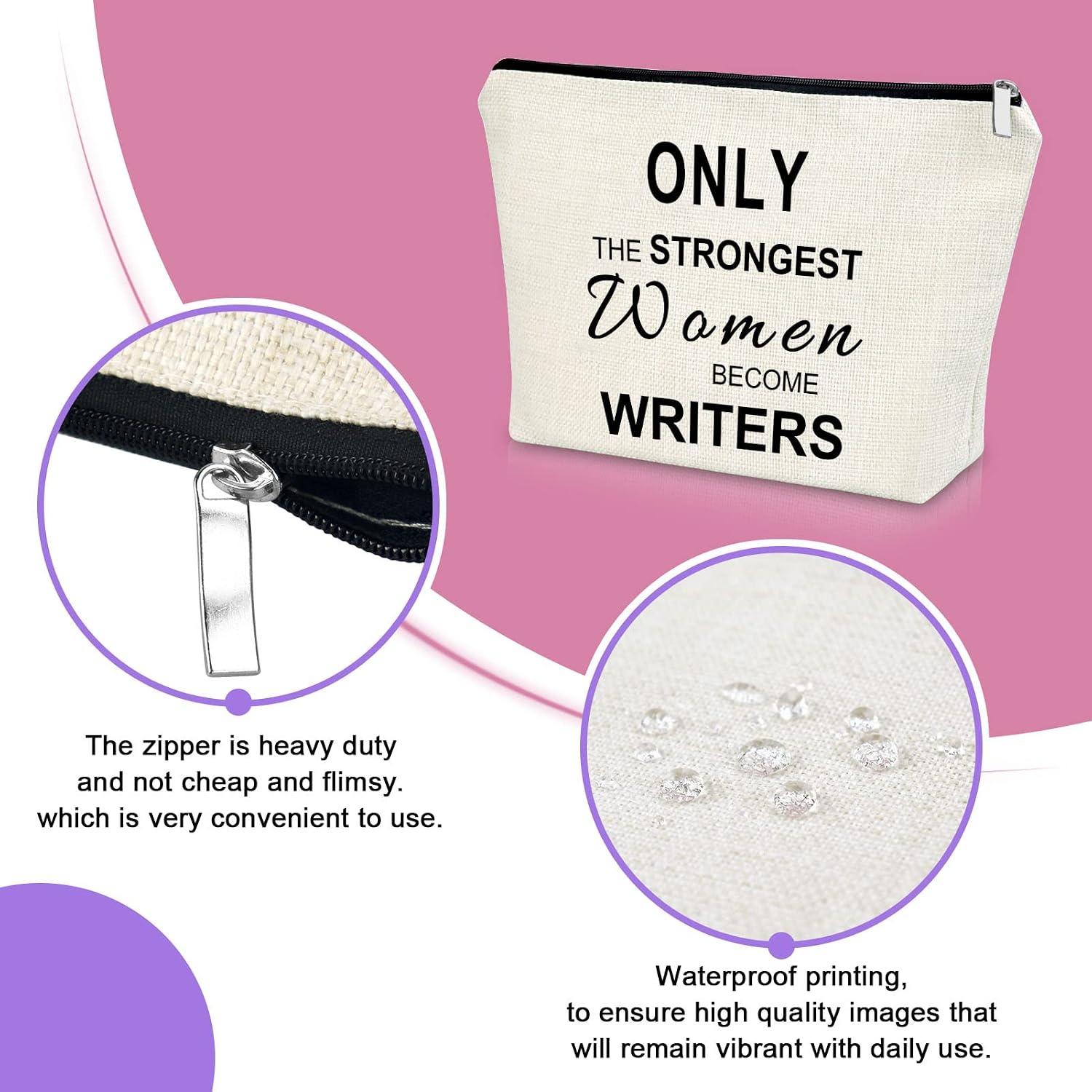 Sazuwu Writer Gifts for Women Makeup Bag Author Gifts for Women Writer Novelist Writing Lovers Cosmetic Bag Retirement Christmas Birthday Appreciation Thank You Present Travel Pouch image 3