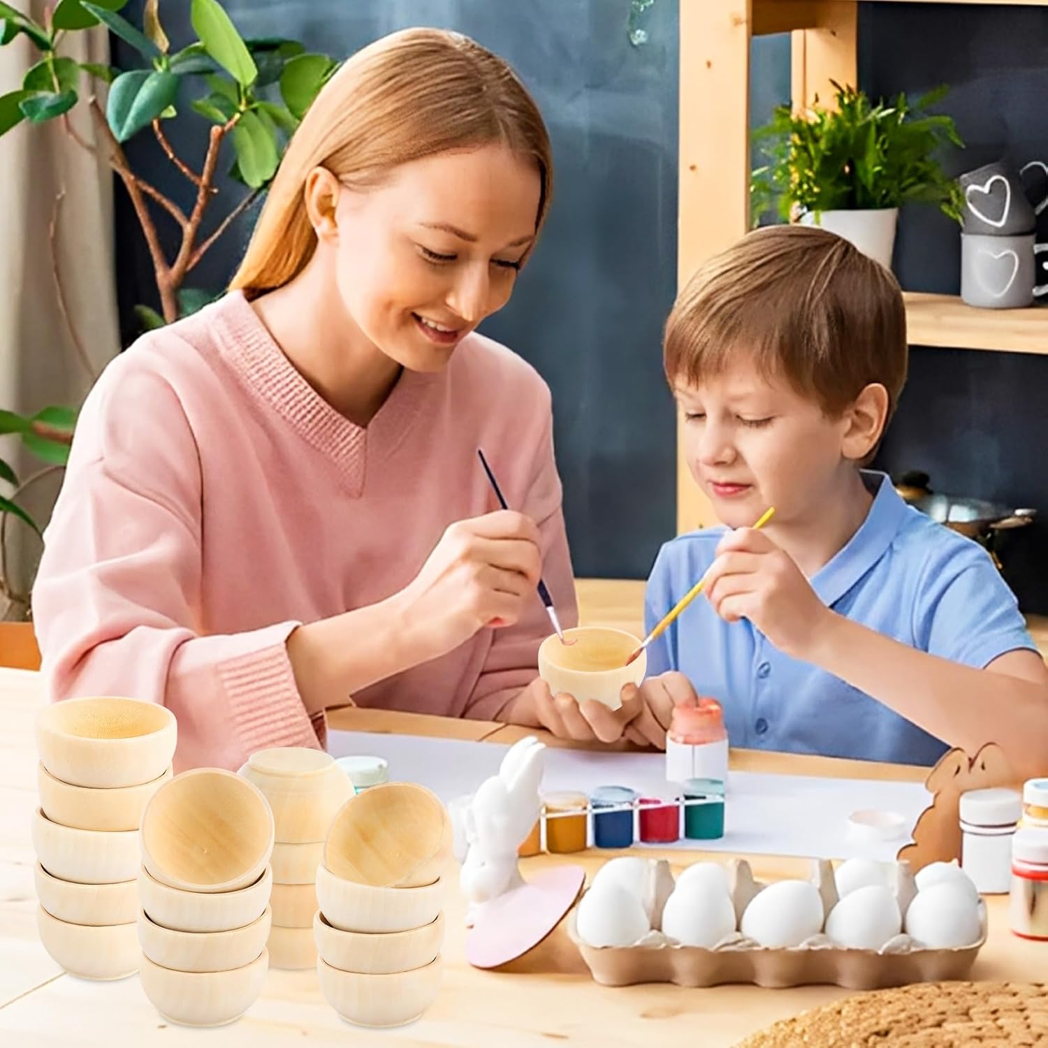 50 Pack Small Wooden Bowls, Unfinished Round Wood Bowl for DIY Craft, Small Round Bowl for Sorting, Mini Wooden Pinch Bowls for Dipping Sauce, Condiments, and Home Décor - 1.2 x 2.2 Inch