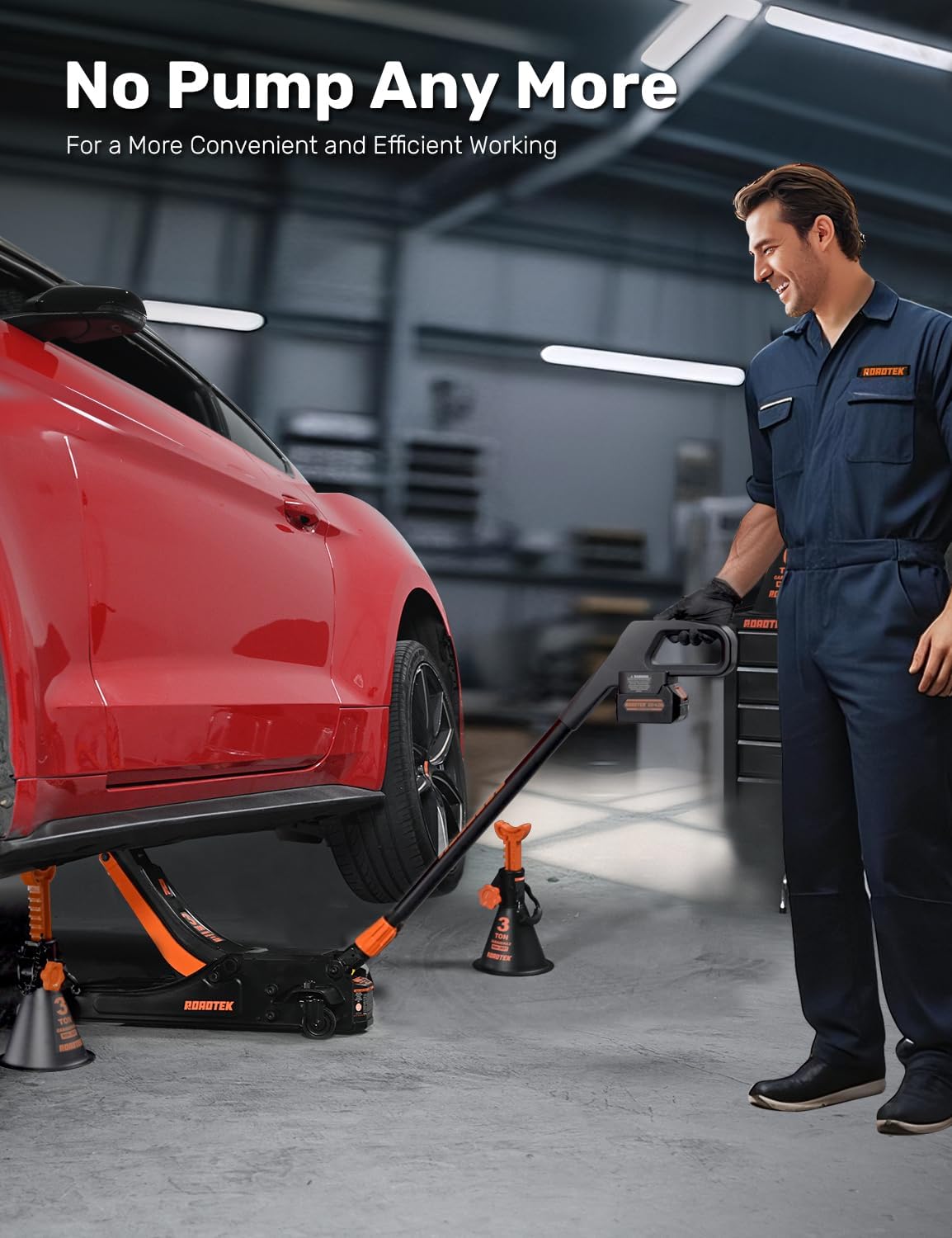 3 Ton Electric Floor Jack, Low Profile Jack for Quickly Car Lift, Hydraulic Service Jack, 6000 lbs Capacity. Lifting Range 3-3/8" to 24-1/4"(Caster Wheel)
