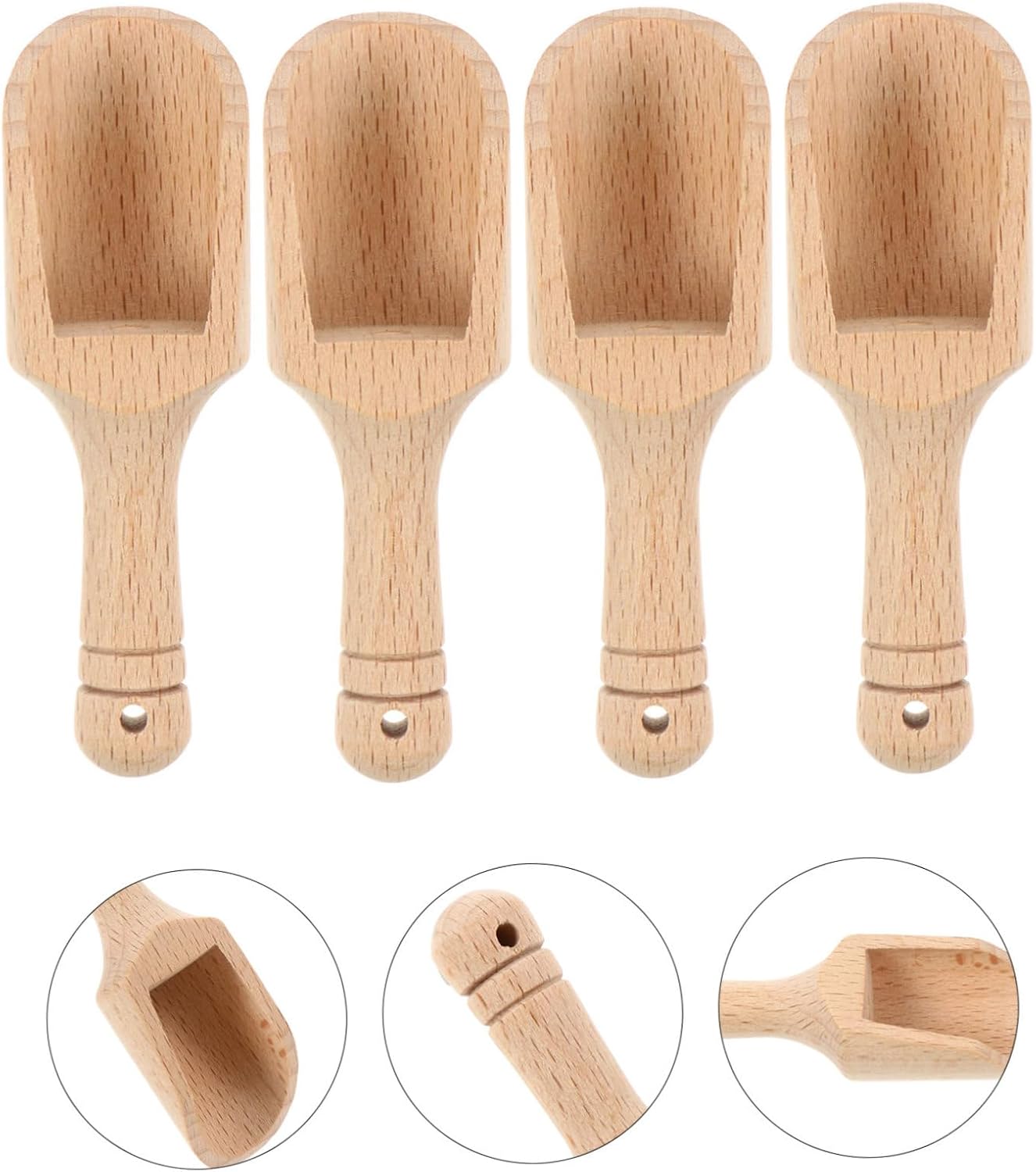 4pcs Wooden Scoop Versatile Tea Spoon and Salt Shovel for Daily Use for Flour and Nuts Lightweight and Easy to Clean Beautifully Crafted Beech Design