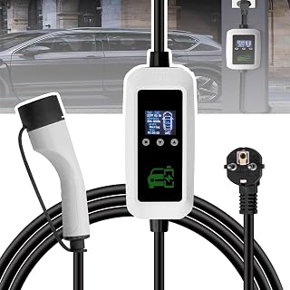 Electric Vehicle Charger,3.5 Kw Portable,16A Adjustable Current,16 Ft Cable, Digital Screen Display, Car Charging Station, Suitable for Type-1 and Type-2 Electric Vehicles,Home Charging,A