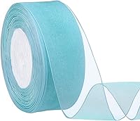 Vista 8 de Hapeper Cinta de organza transparente de 1-1/2 pulgadas, 50 yardas/rollo (azul oscuro)