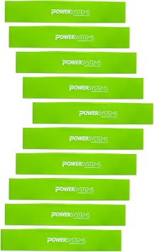 Power Systems Mini Versa Loops Commercial Grade Resistance Bands for Physical Therapy, Strength & Fitness Training at Home or Gym Light, Lime Green, 10 Pack