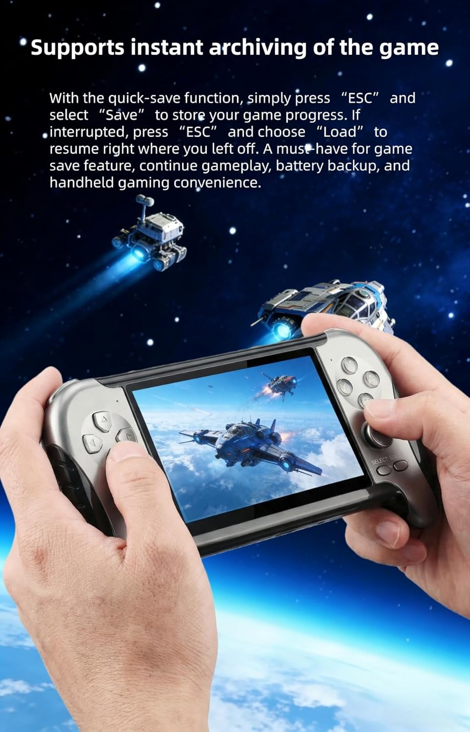 4.3-Inch HD Screen Portable Retro Game Console with Built-in Classic Games – Instant Save, TV Output, Video/Music Player, Rechargeable Battery, for Teens & Adults 7