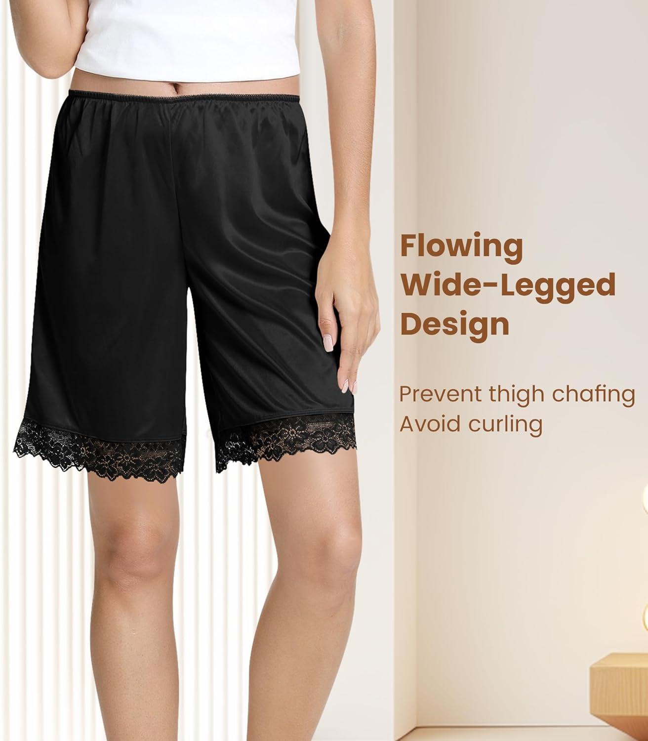 NACHILA Half Slip Shorts Culotte for Women Lace Pettipants for Under Dresses Split Skirt Bloomer - Image 3