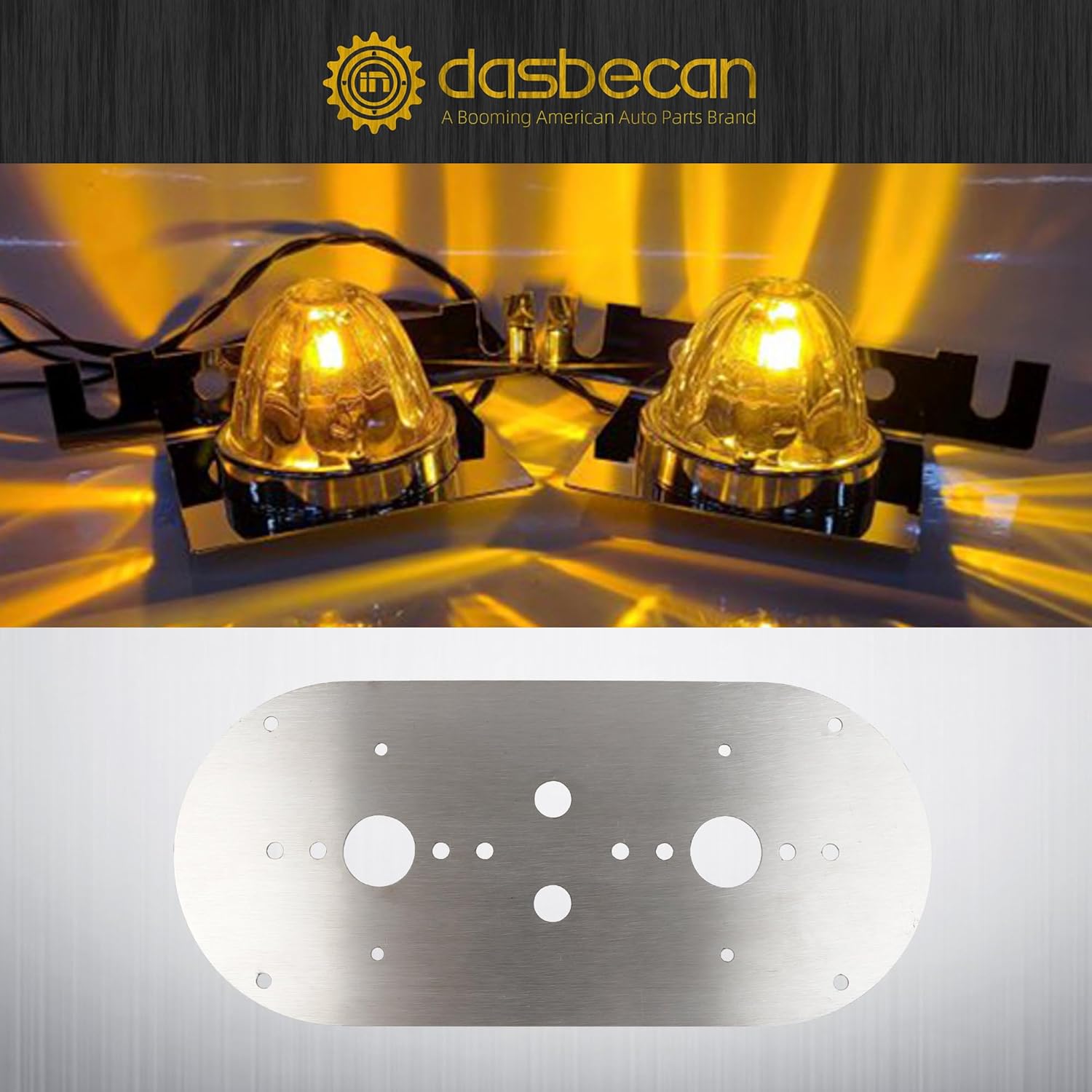 Dasbecan 2PCS Watermelon Light Bracket Compatible with Peterbilt 359 379 389 and Other Commercial Trucks Kenworth 660 680 880 W900L and Other Models, Watermelon Light Mounting Plate Silver