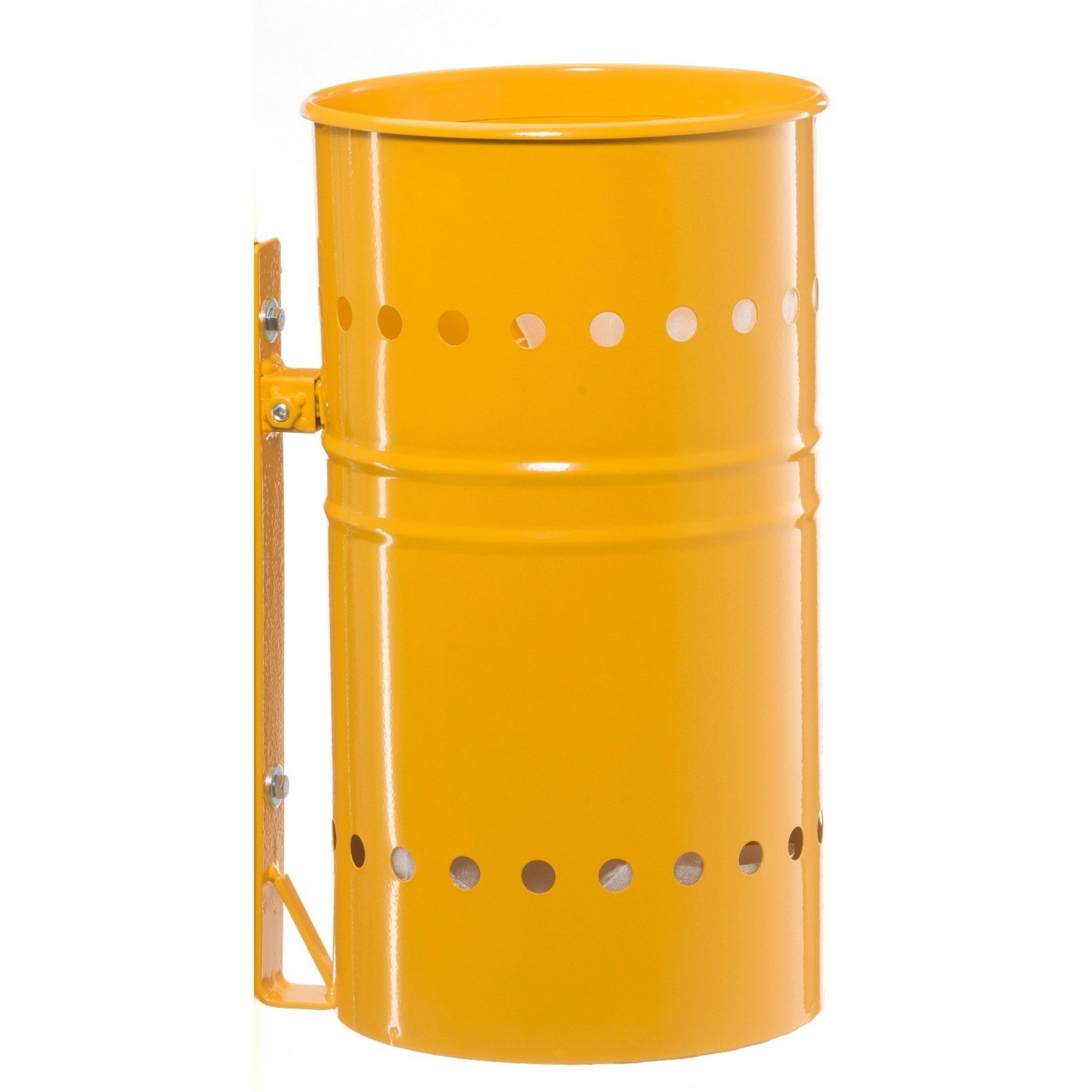 ANDRYS Cestino Porta Rifiuti da Esterno Appendibile con Staffa - Acciaio Zincato, 26x26x42 cm, Colore Giallo