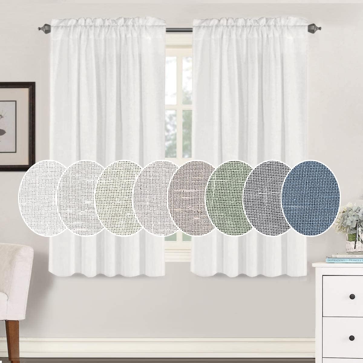 Amazon.com: H.VERSAILTEX Light Filtering Linen Textured Curtains for ...