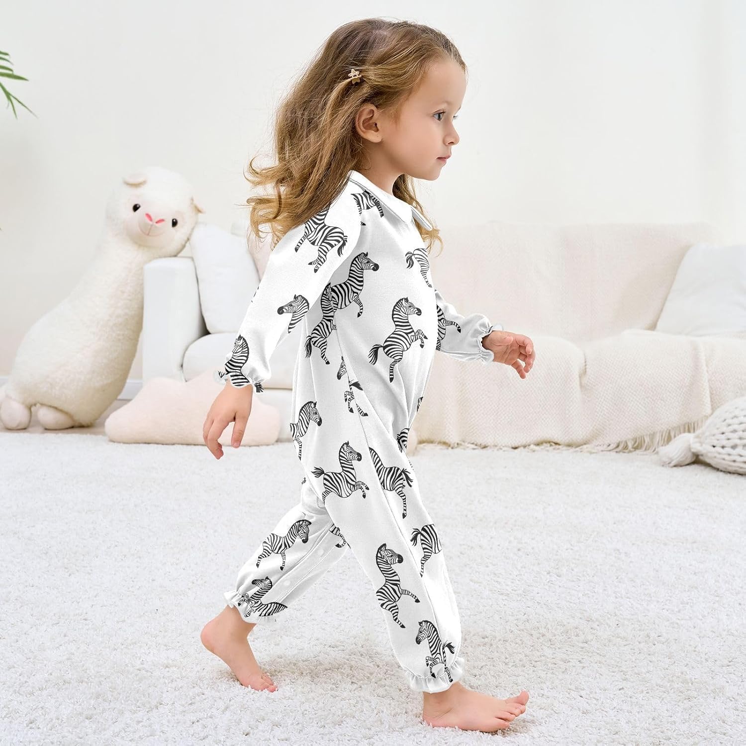vvfelixl Baby Sleepers Cute Zebras Jump Long Sleeve Onesie Girl Baby Clothes for Girl Play One-piece for 0-3 months