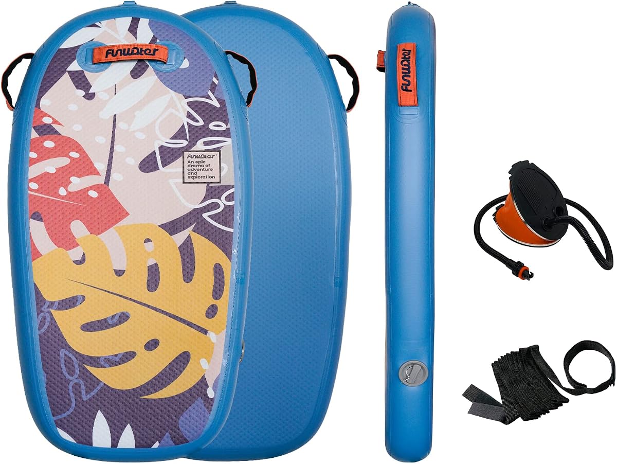 FunWater Body Board - Beach Body Board - Ultra Lightweight PVC Core Body Board for Beach and Pool, with Wrap Wrist Straps, Foldable, Perfect Surf for Teens and Adults