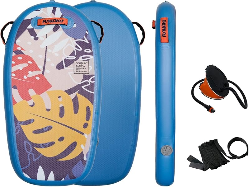 FunWater Body Board - Beach Body Board - Ultra Lightweight PVC Core Body Board for Beach and Pool, with Wrap Wrist Straps, Foldable, Perfect Surf for Teens and Adults