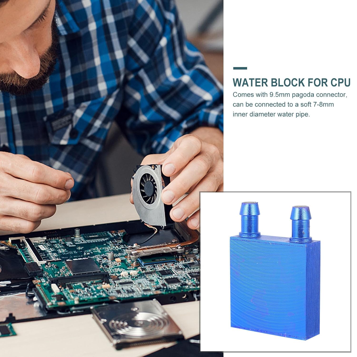 Aluminum Water Cooling Block with Side Connection for CPU Radiator