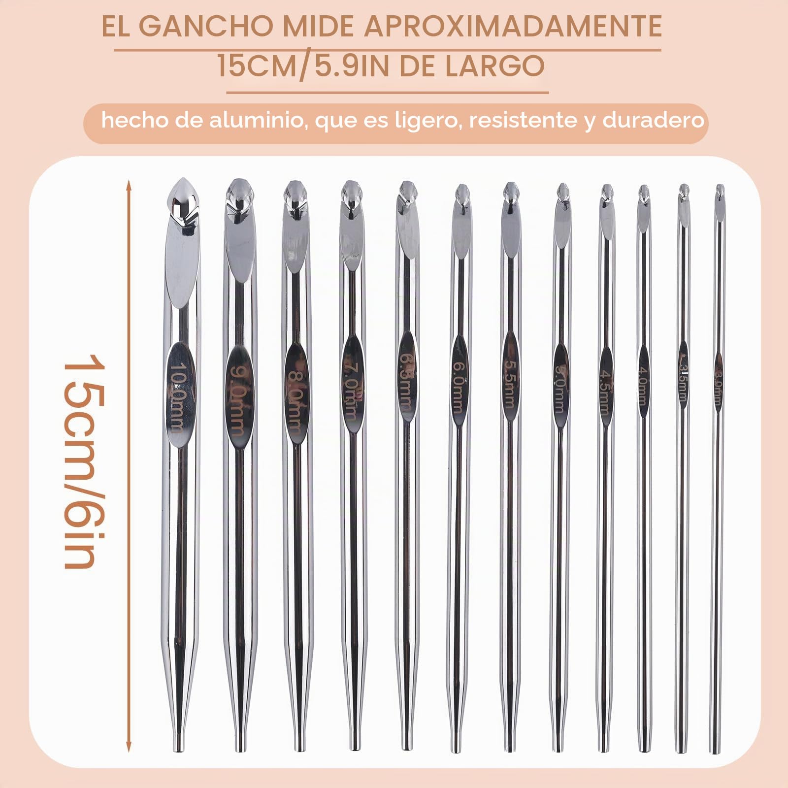 Gosknor Juego de Ganchillo Tunecinos con Cables, Aluminio Agujas de Tejer Intercambiables 3 mm a 10 mm Aguja Crochet Larga con Estuche para Proyectos Tejido Punto y Crochet