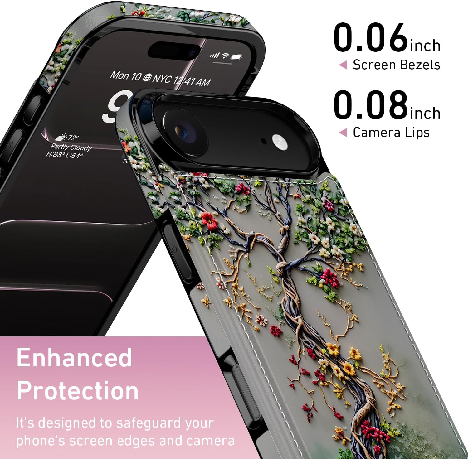 FUNMIKO for iPhone Air Case Wallet with Card Holder + Cash Clip, RFID-Blocking, Military-Grade Drop Protection & UV-Printed Artwork, Phone Case for iPhone 17 Air - Blooming Tree of Life - Image 3