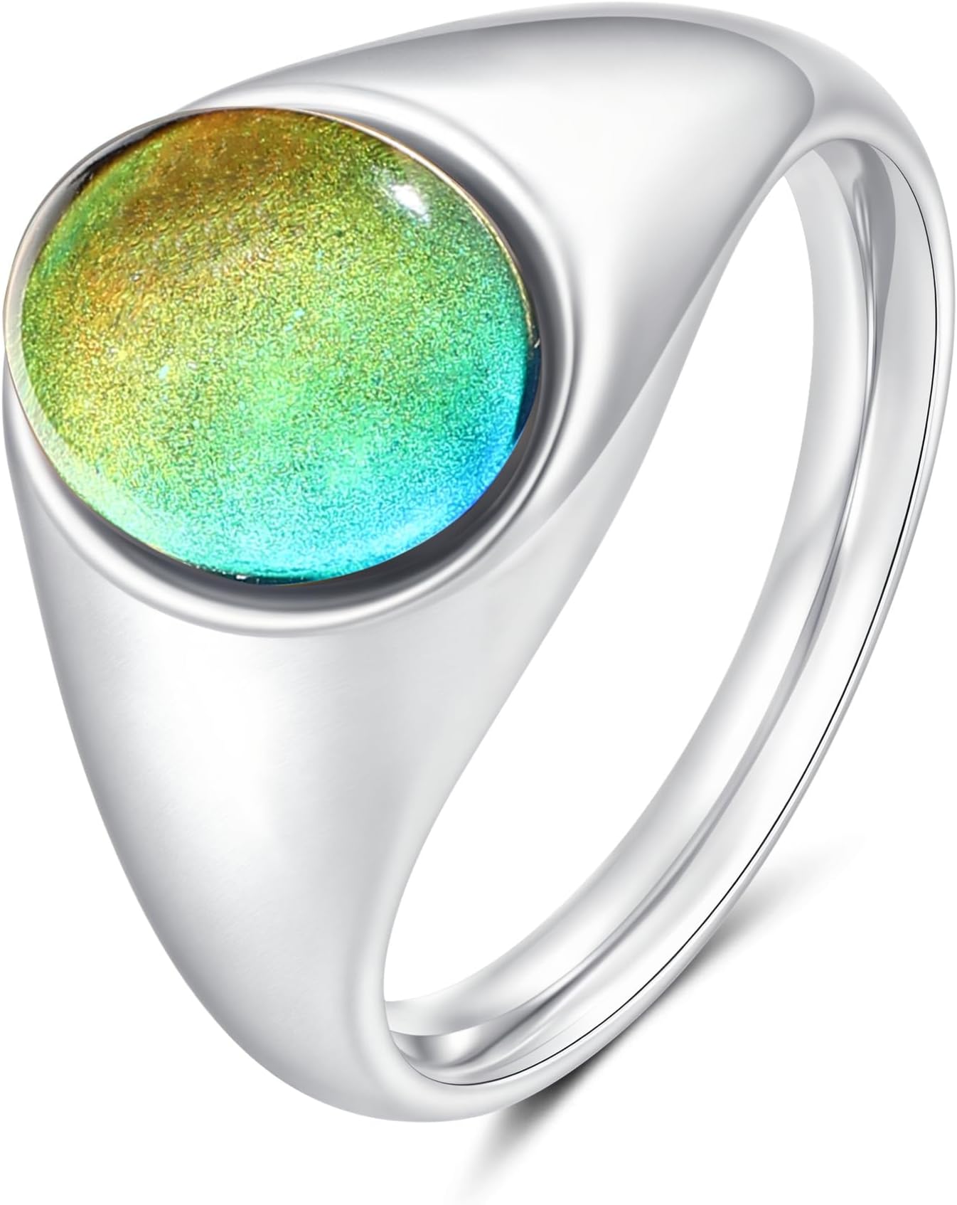 Mood Ring for Women, Non-Tarnish Gold Plated Stainless Steel Color Changing Ring, Dainty Stackable Rings for Women, Emotional Mood Sensing Jewelry Gift