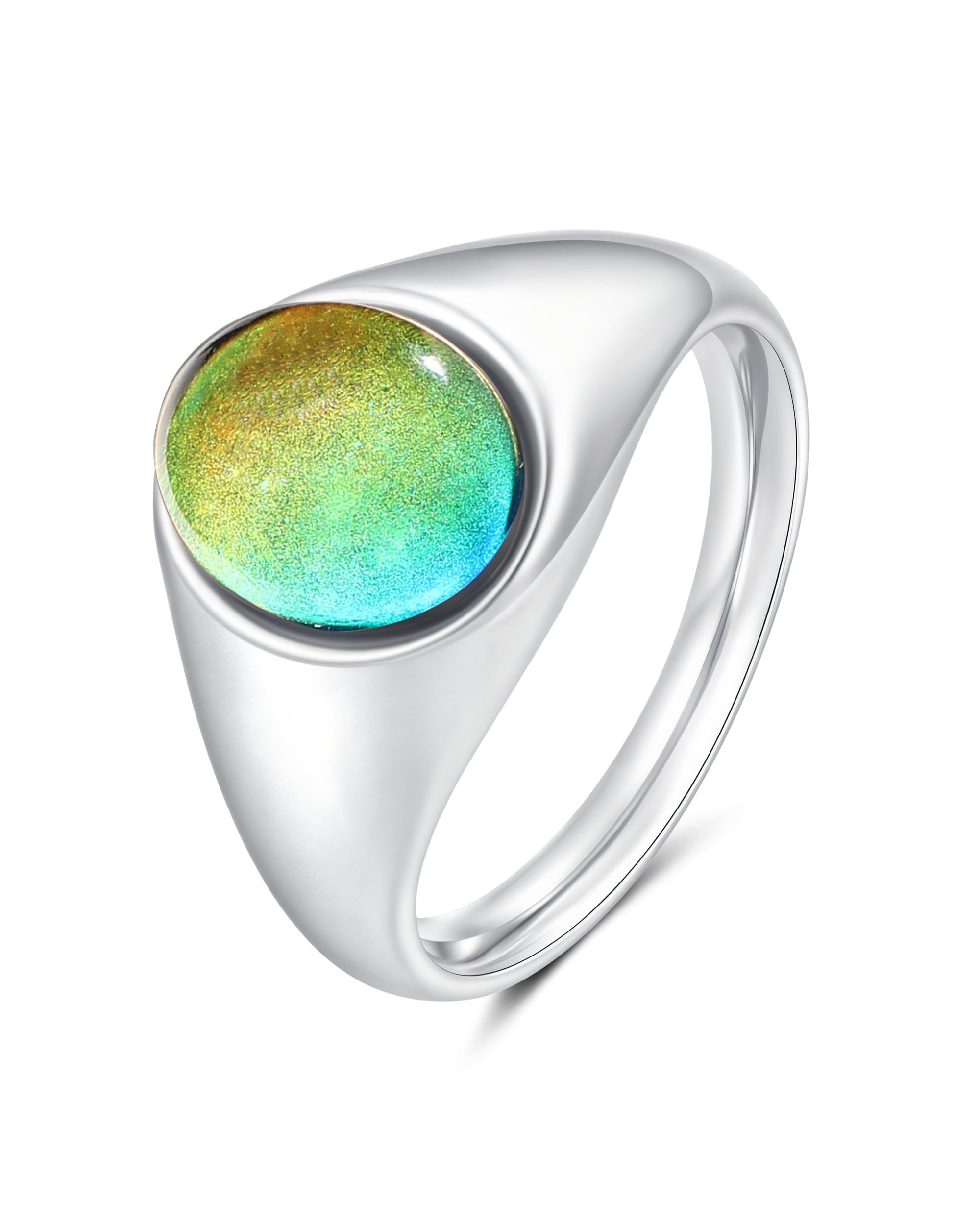 Mood Ring for Women, Non-Tarnish Gold Plated Stainless Steel Color Changing Ring, Dainty Stackable Pinky Rings, Emotional Sensing Jewelry Gift