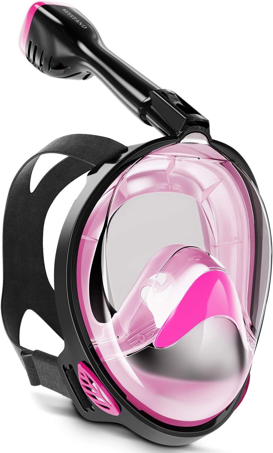 Keystand Kids Snorkel Mask Full Face, Breathing Mechanism Snorkeling Masks, Flat Crystal Lens, 180° Panoramic Anti-Leak/Anti-Fog Mask and Snorkel with Detachable Camera Mount