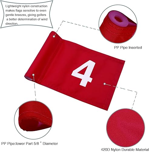 Miniatura 2 de Bandera de golf maciza numerada con tubo insertado, 8 pulgadas de largo x 6 pulgadas de alto, mini banderas verdes para patio, interior, exterior,