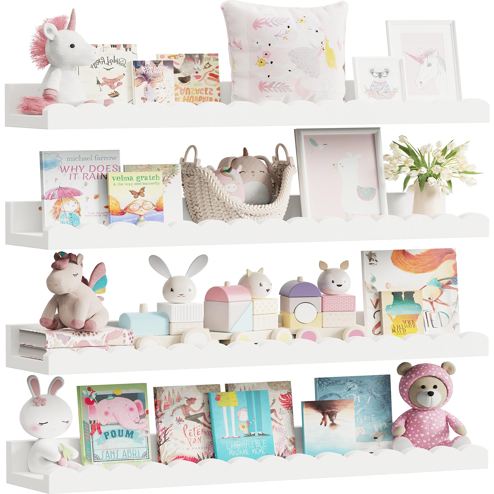 Floating Shelves - 4 Pack Nursery Shelves -10