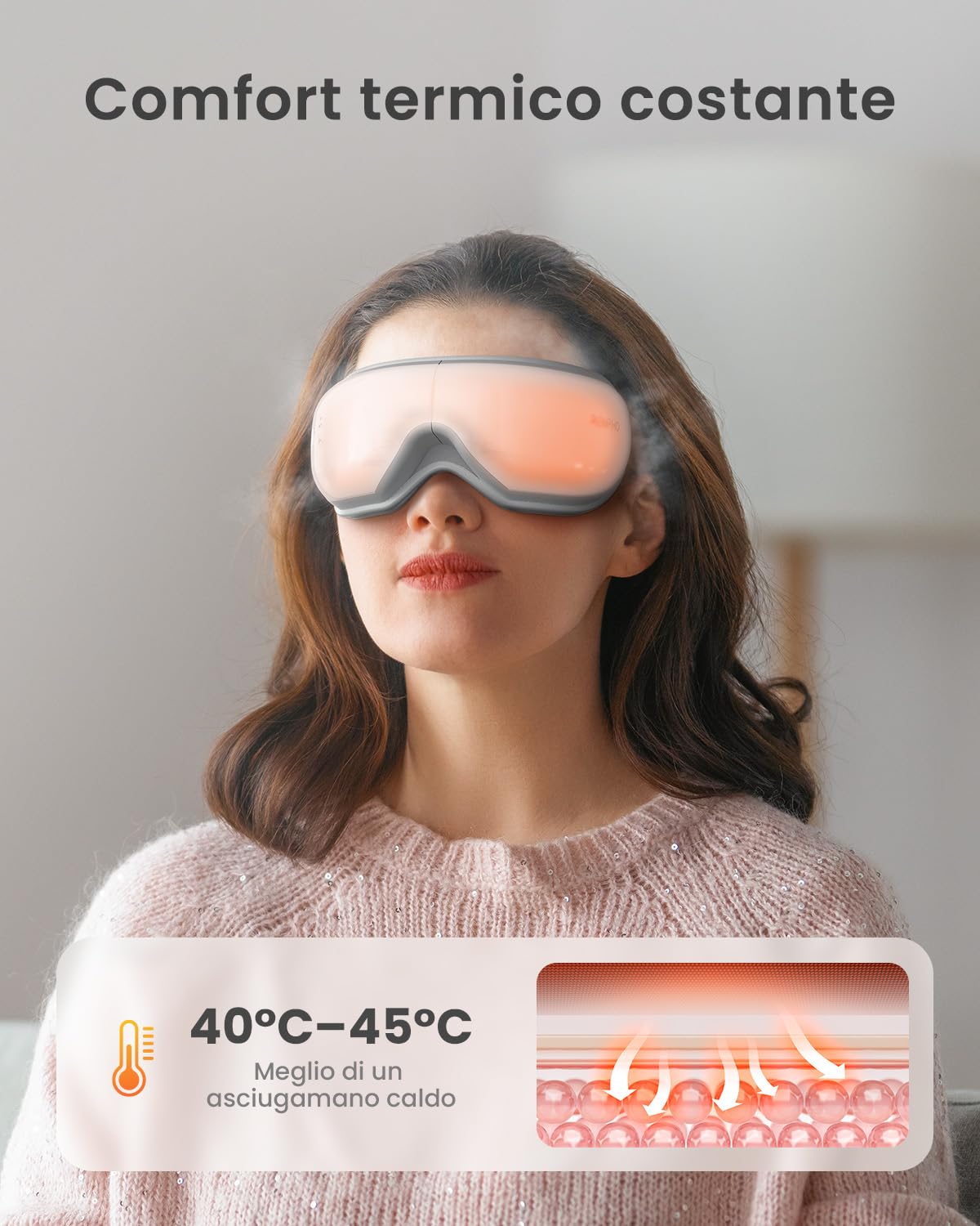 RENPHO Eyeris 1 - Massaggiatore per gli occhi con calore e telecomando, Maschera occhi con musica Bluetooth per l'emicrania, Relax e affaticamentoa, Regali per donne e uomini