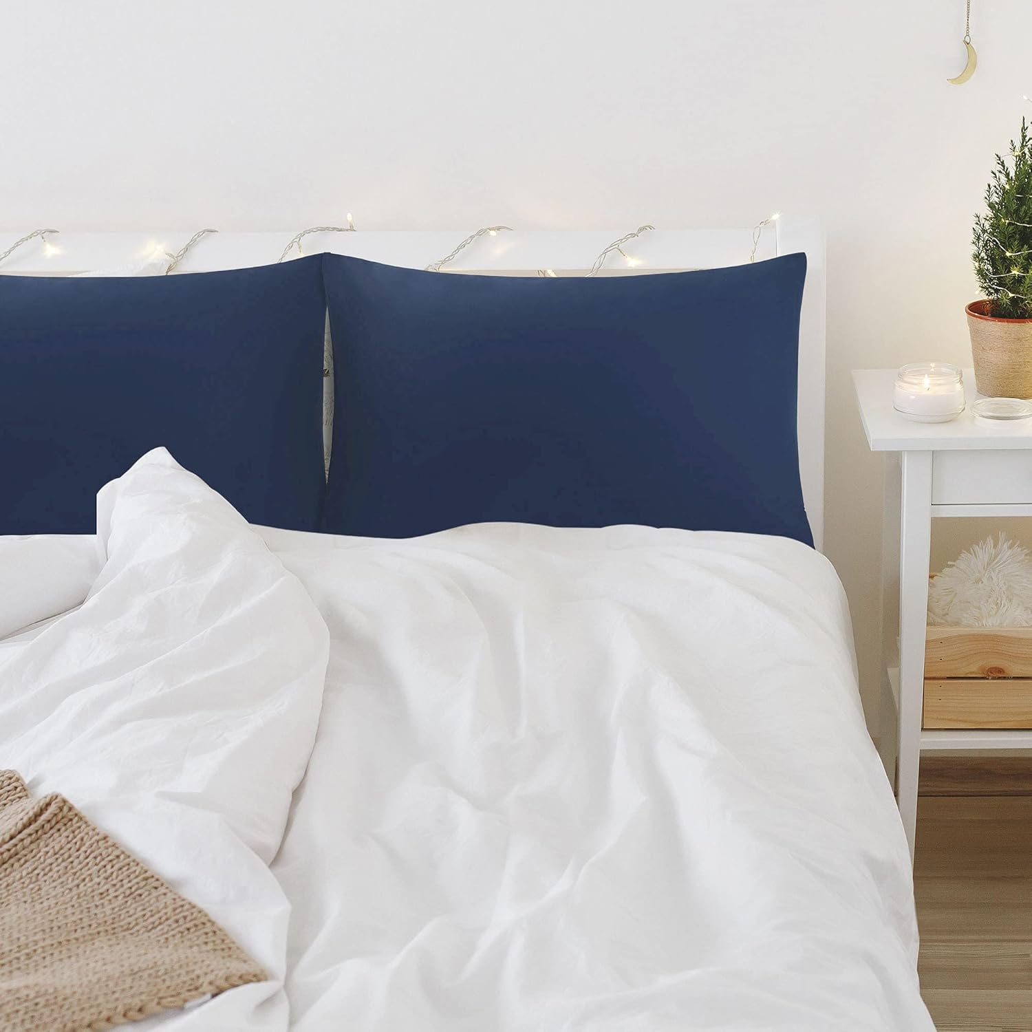 sourcingmap Pillow Cases Covers Home Room Pillowcases with Envelope Closure Housewife Egyptian Cotton 250 Thread Count Set of 2 Royal Blue King(51x91cm) - Image 3