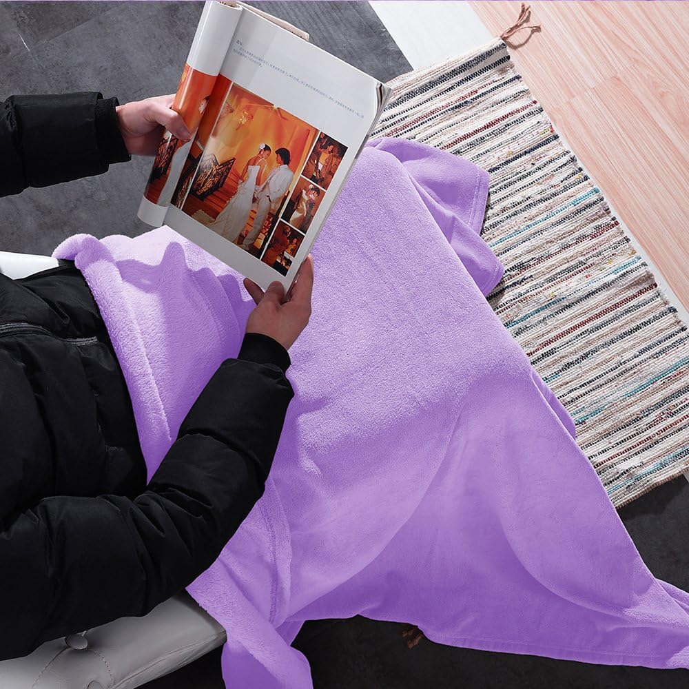 JML Throw Blanket 50"x60", Soft Plush Fleece Throws for Sofa, Travel, Camping, Airplane - 2 Pack Violet&Teal