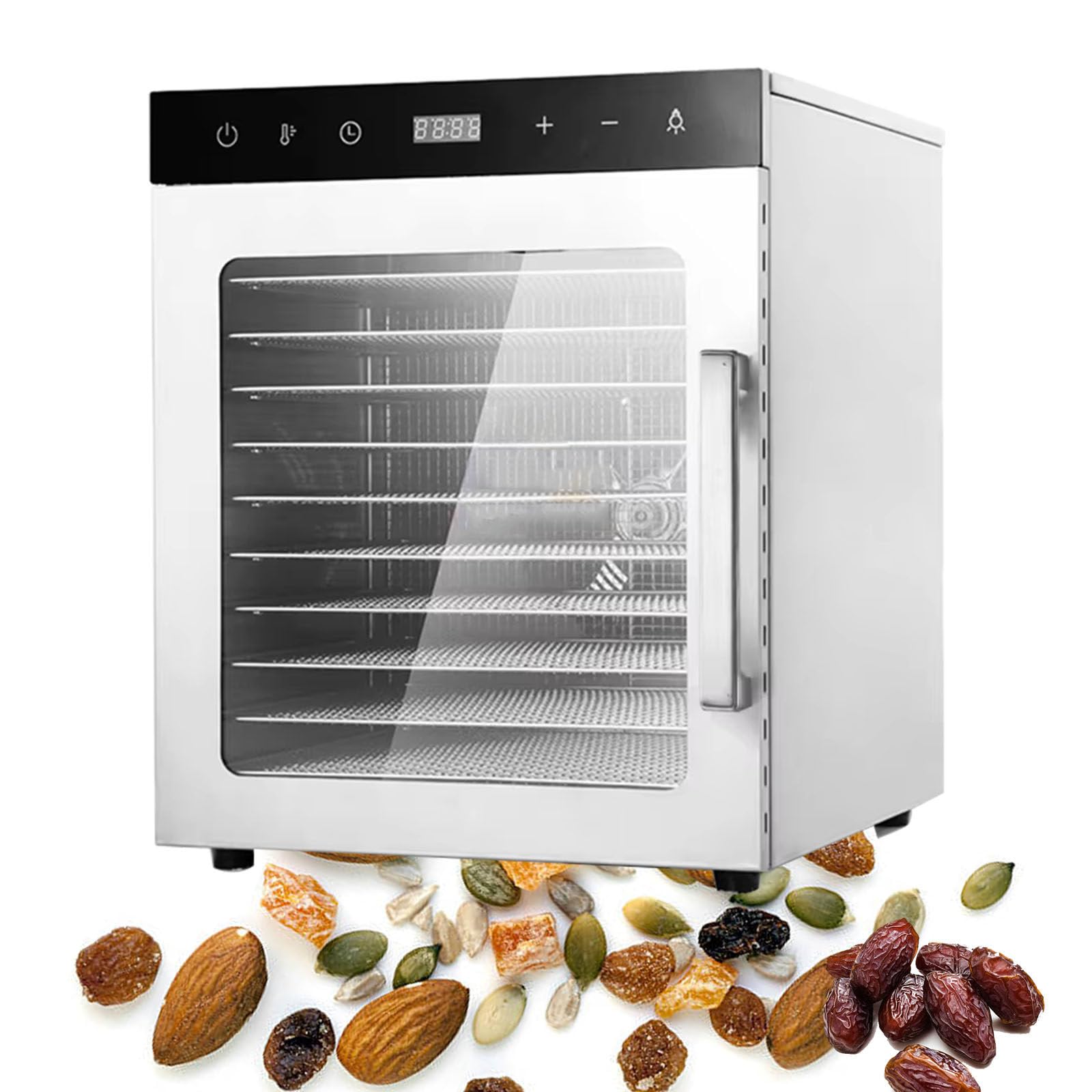 Essiccatore Per Alimenti Per Carne Secca, Frutta, Carne, Manzo, Erbe Aromatiche, 10/12 Vassoi In Acciaio Inox Essiccatore Per Verdure, Scatola Di Essiccazione Con Display A Led,12layer-110V