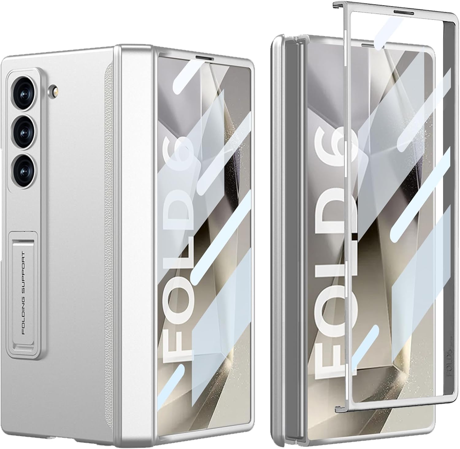 DOOTOO for Samsung Galaxy Z Fold 6 Case Built-in Adjustable Kickstand & Screen Protector, Z Fold6 Magnetic Hinge Protection Full Body Protective Case (Blue)