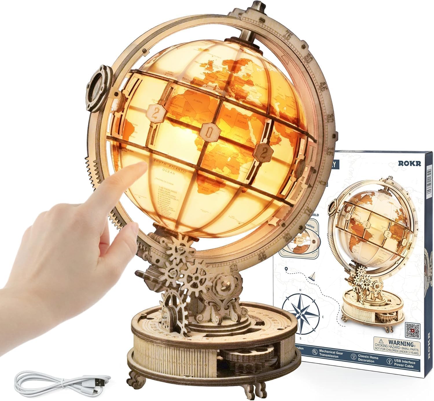 #Puzzle 3D de madera ROKR Globo Luminoso por 49,95€